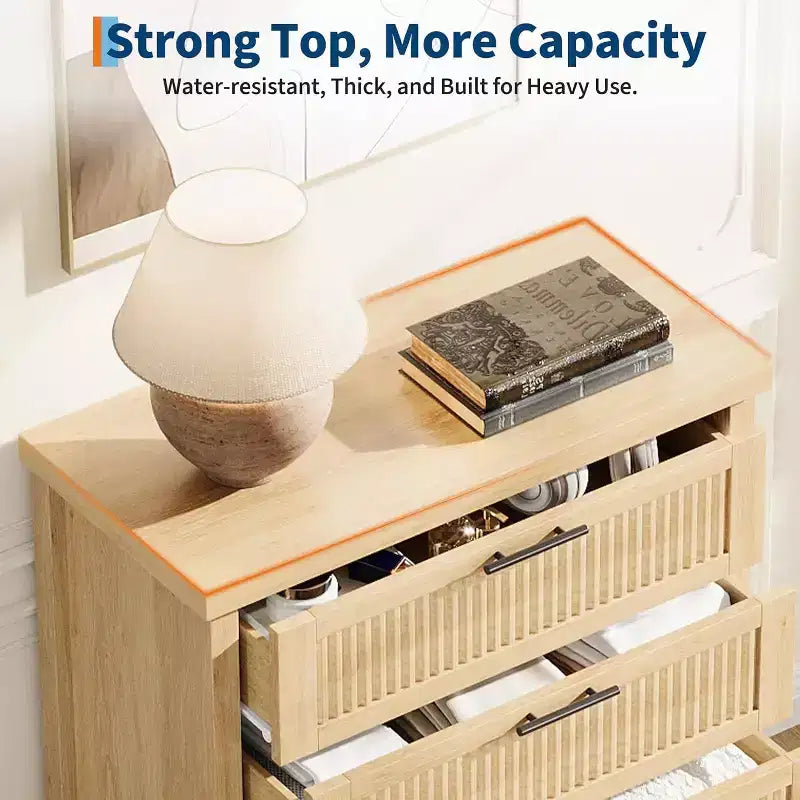 Fluted Dresser for Bedroom,35.4''Tall Chest of Drawers with 4 Storage Drawers,Modern Wood Clothing Organizer Cabinet for Living Room,Bedroom,Entryway