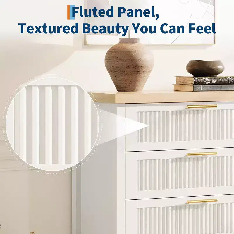 Fluted Dresser for Bedroom,35.4''Tall Chest of Drawers with 4 Storage Drawers,Modern Wood Clothing Organizer Cabinet for Living Room,Bedroom,Entryway