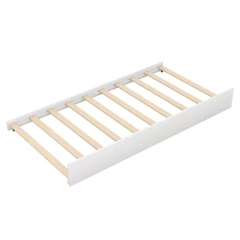 Luxystar Twin Size Wood House Bed with Trundle, White