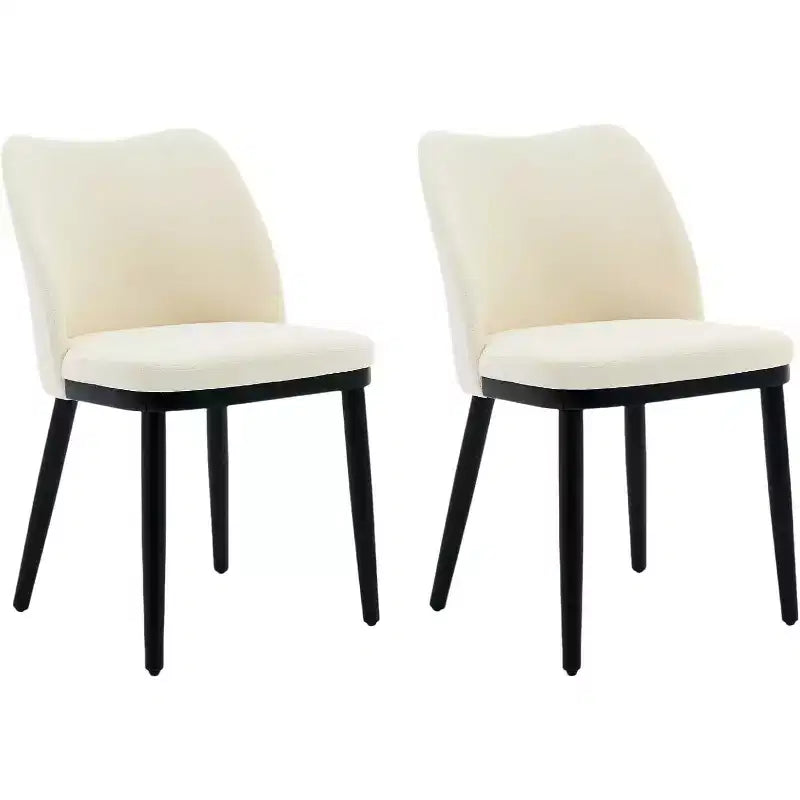 Dining Chairs Set of 2, Upholstered Fabric Side Chairs with Padded Seat and Wood Legs, Modern Dining Room Chairs for Kitchen, Living Room