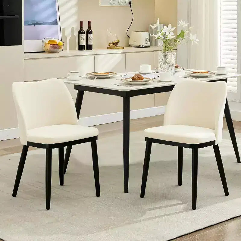 Dining Chairs Set of 2, Upholstered Fabric Side Chairs with Padded Seat and Wood Legs, Modern Dining Room Chairs for Kitchen, Living Room