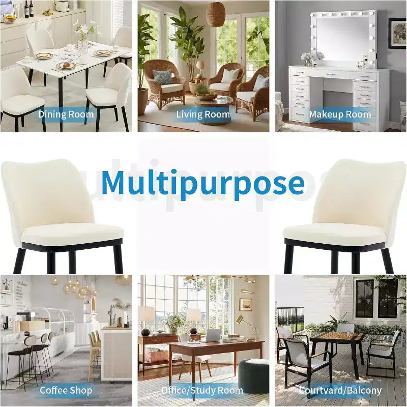Dining Chairs Set of 2, Upholstered Fabric Side Chairs with Padded Seat and Wood Legs, Modern Dining Room Chairs for Kitchen, Living Room