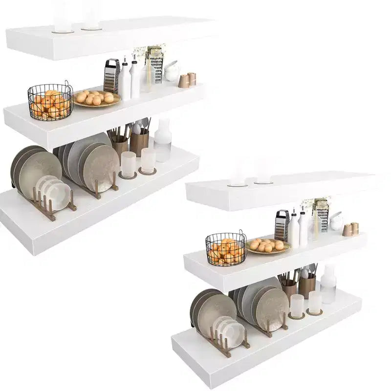 6 PCS Floating Shelf Set in Black, Wall Shelves with Hidden Brackets, Floating Wall Shelves, Suitable for Bedrooms, Bathrooms, Living Rooms, Kitchens