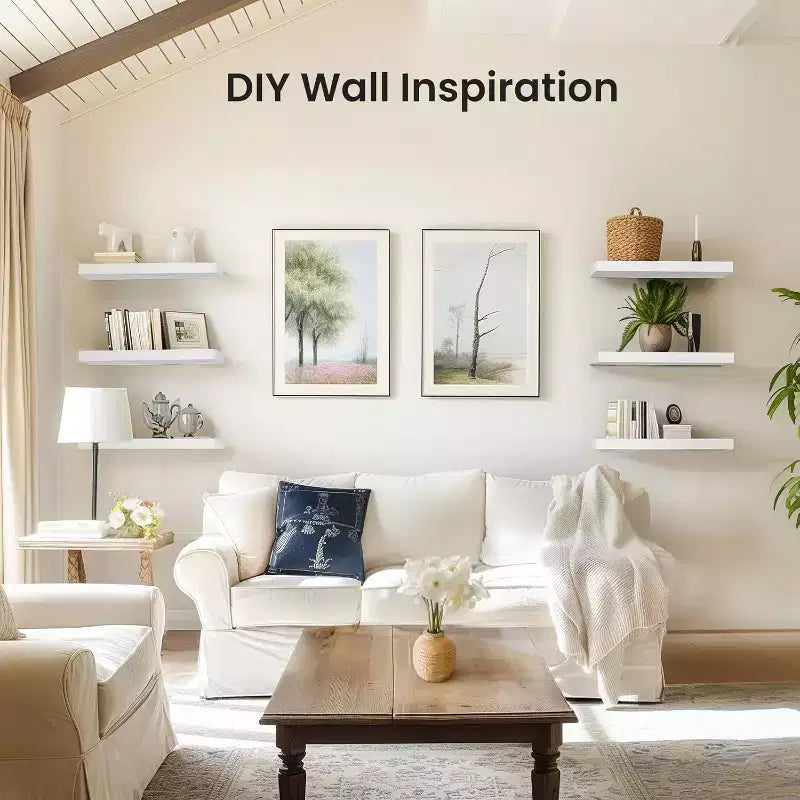 6 PCS Floating Shelf Set in Black, Wall Shelves with Hidden Brackets, Floating Wall Shelves, Suitable for Bedrooms, Bathrooms, Living Rooms, Kitchens