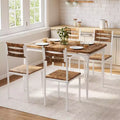COZONY 5 Piece Dining Table Set, Industrial Style Kitchen Table and Chairs for 4, Rustic Modern Design w/ Metal Legs, Compact Space Saving