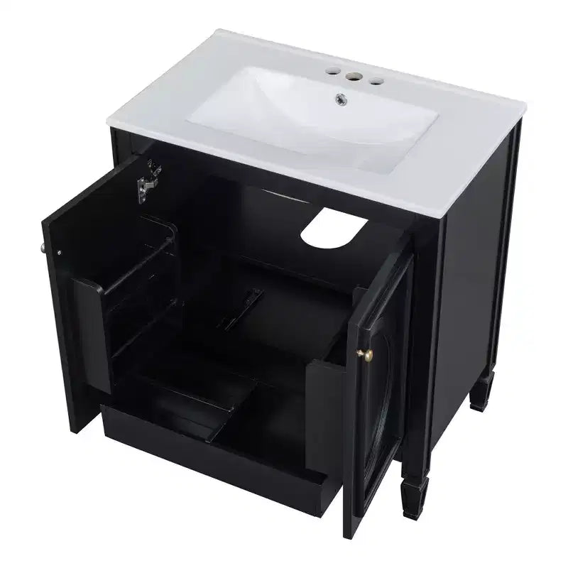 30 Bathroom Vanity Sink Combo, Bathroom storage Cabinet with Drawer and Door Shelf, Single Sink Bathroom Vanity
