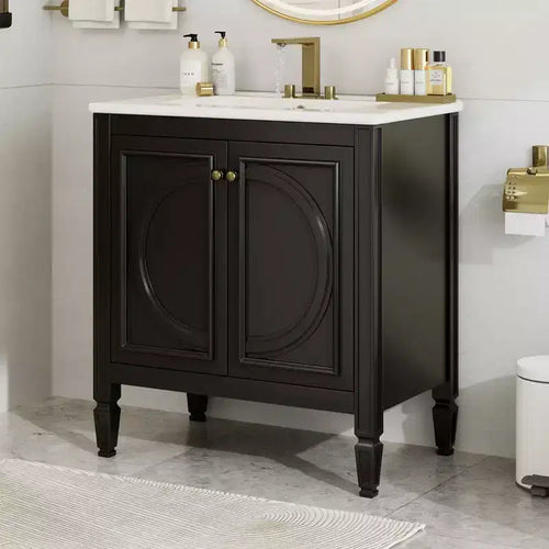 30" Bathroom Vanity Sink Combo, Bathroom Storage Cabinet with Drawer and Door Shelf, Single Sink Bathroom Vanity