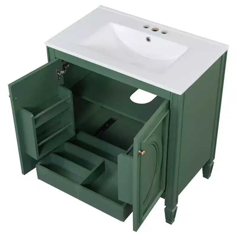 30 Bathroom Vanity Sink Combo, Bathroom storage Cabinet with Drawer and Door Shelf, Single Sink Bathroom Vanity