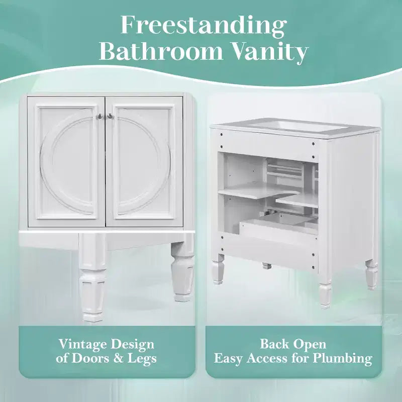 30 Bathroom Vanity Sink Combo, Bathroom storage Cabinet with Drawer and Door Shelf, Single Sink Bathroom Vanity