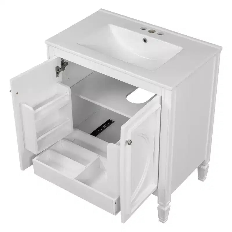 30 Bathroom Vanity Sink Combo, Bathroom storage Cabinet with Drawer and Door Shelf, Single Sink Bathroom Vanity