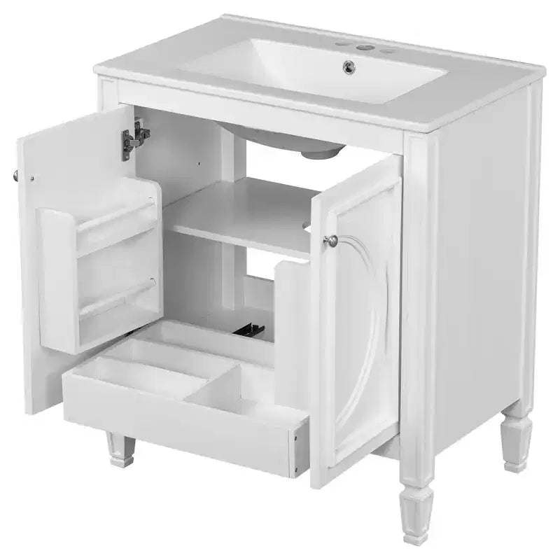 30 Bathroom Vanity Sink Combo, Bathroom storage Cabinet with Drawer and Door Shelf, Single Sink Bathroom Vanity