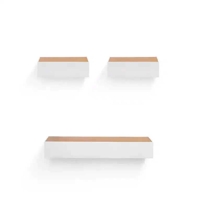 23.6 Maple+White Floating Shelf C invisible-bracket wood wall mount, perfect bathroom/bedroom/kitchen dcor or book/plant display, easy install.