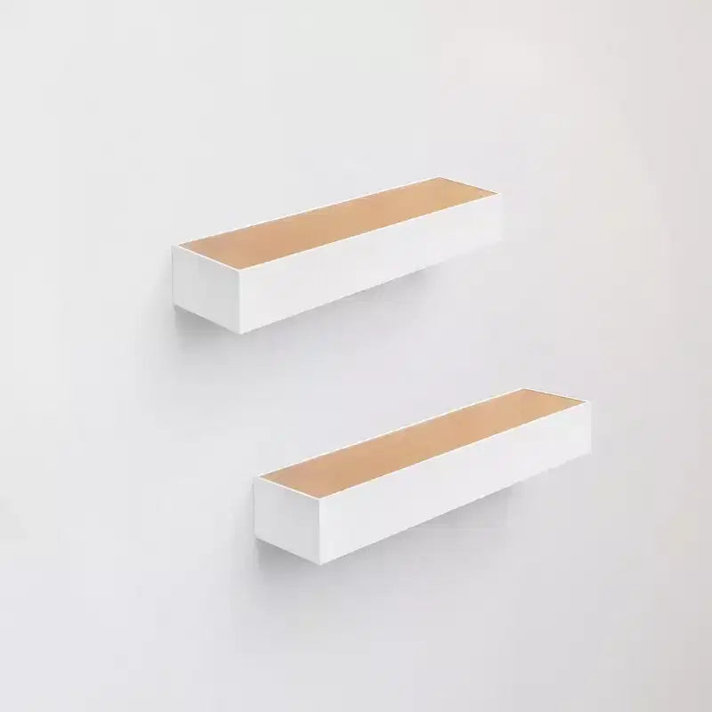 23.6 Maple+White Floating Shelf C invisible-bracket wood wall mount, perfect bathroom/bedroom/kitchen dcor or book/plant display, easy install.