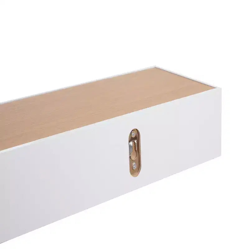 23.6 Maple+White Floating Shelf C invisible-bracket wood wall mount, perfect bathroom/bedroom/kitchen dcor or book/plant display, easy install.