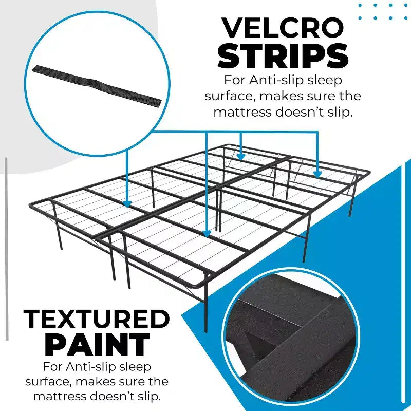 Boyd Sleep 14 Metal Platform Bed Frame with No-Tool Assembly, Textured Anti-Slip Surface