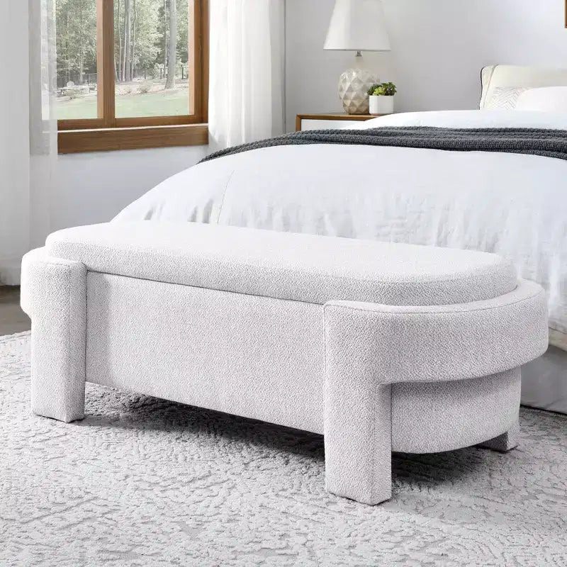 Chenille Bench with Large Storage Space for the Living Room Entryway Bedroom Hallway Apartment Lounge, Upholstered Ottoman