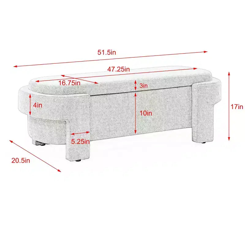 Chenille Bench with Large Storage Space for the Living Room Entryway Bedroom Hallway Apartment Lounge, Upholstered Ottoman