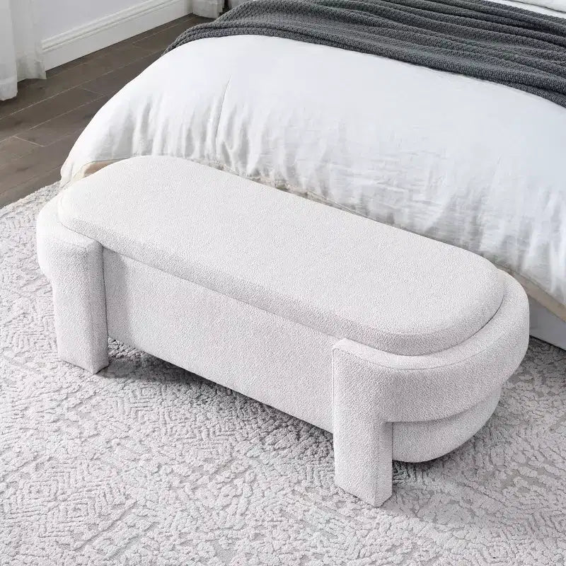 Chenille Bench with Large Storage Space for the Living Room, Entryway, Bedroom, Hallway, Apartment, and Lounge, Upholstered Ottoman