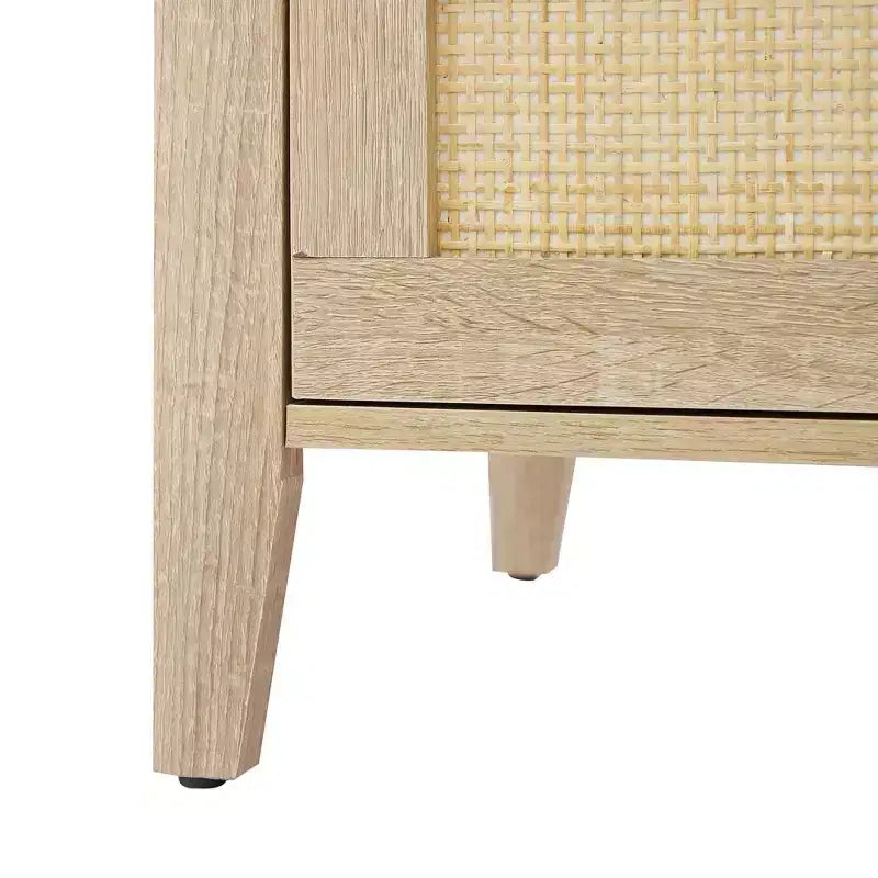 Table de chevet bohème à 3 tiroirs en rotin naturel
