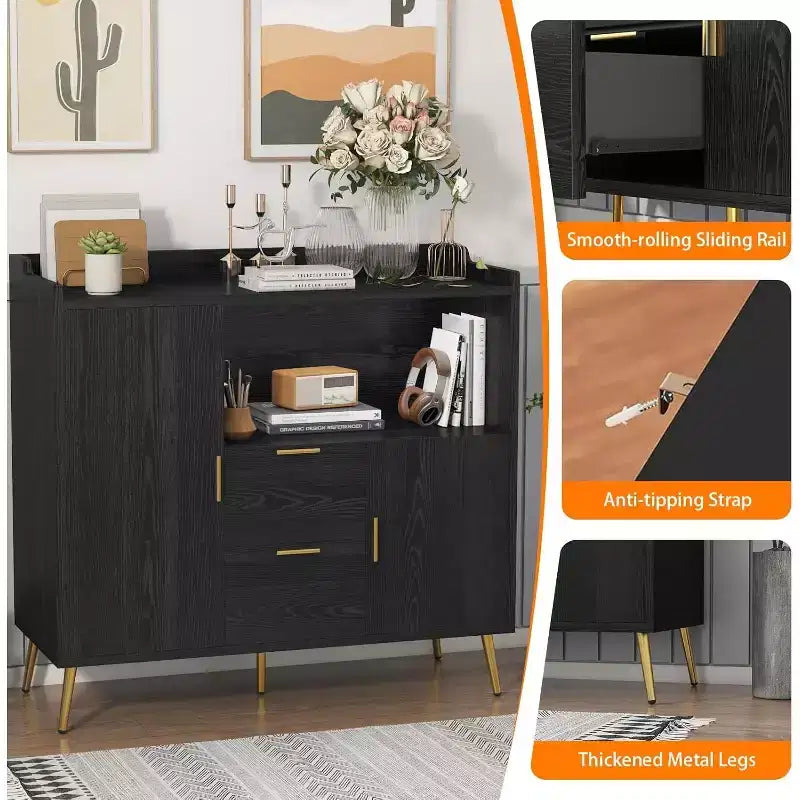 Buffet moderne avec tiroirs et portes – Bahut de rangement en bois