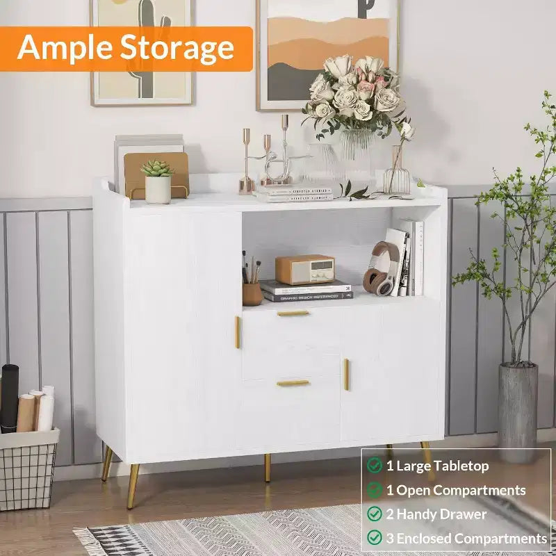 Buffet moderne avec tiroirs et portes – Bahut de rangement en bois