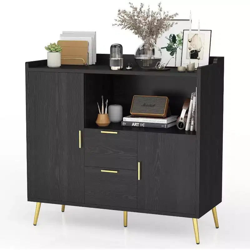 40Modern Buffet Cabinet with Drawers &amp; Doors-Wooden Sideboard Storage with Adjustable Shelves,Coffee Bar Station for Dining Room,Kitchen,Living Room