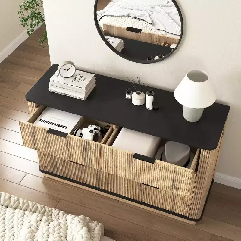 Commode moderne multifonctionnelle à six tiroirs et à coins arrondis