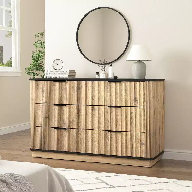 Commode moderne multifonctionnelle à six tiroirs et à coins arrondis