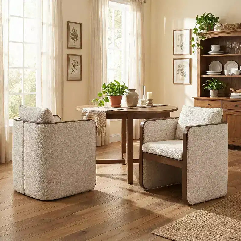 Chaises de salle à manger capitonnées en bois d'hévéa modernes