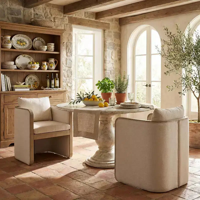 Chaises de salle à manger capitonnées en bois d'hévéa modernes