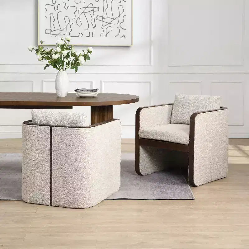 Chaises de salle à manger capitonnées en bois d'hévéa modernes