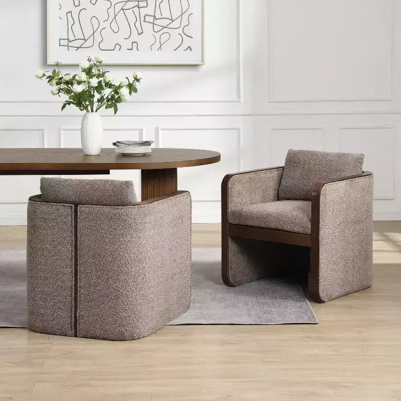 Chaises de salle à manger capitonnées en bois d'hévéa modernes