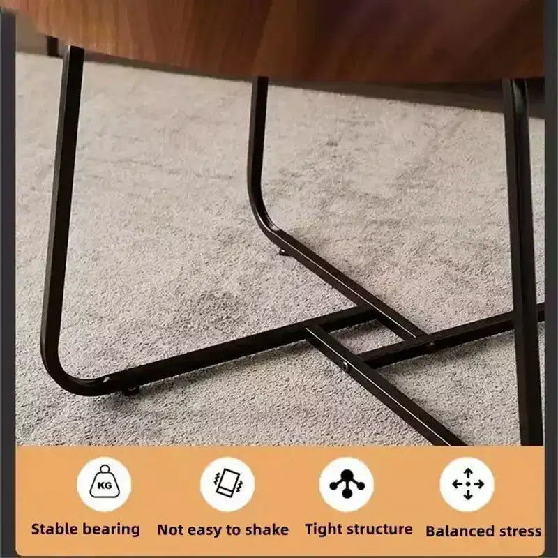 Table basse moderne, petite table d'appoint ronde avec base géométrique en fer