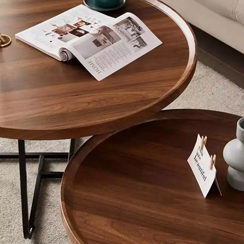 Table basse moderne, petite table d'appoint ronde avec base géométrique en fer