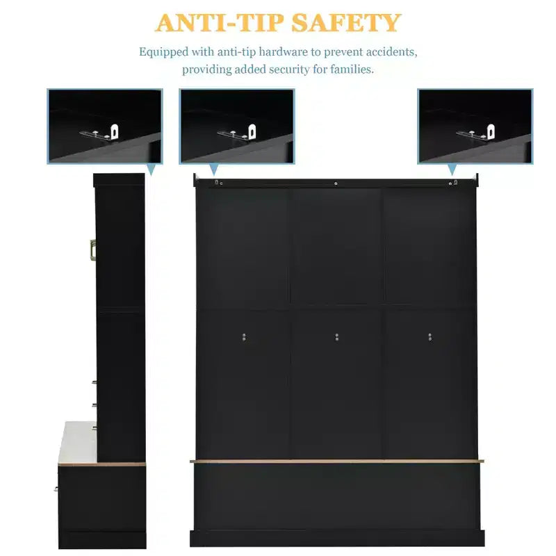 Porte-manteau d'entrée de 75 po avec banc de rangement, porte-manteau autoportant