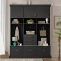75H Entryway Hall Tree With Storage Bench, Freestanding Coat Rack with 6 Drawers &amp; 3 Cabinets, Wooden Entryway Bench for Living Room Mudroom