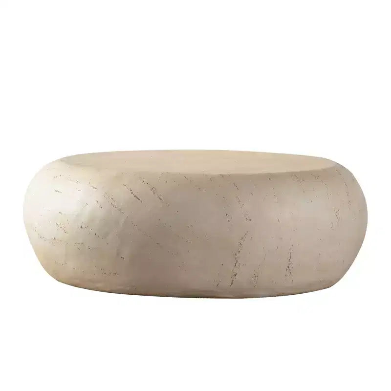 Table basse ronde en oxyde de magnésium avec finition aspect pierre