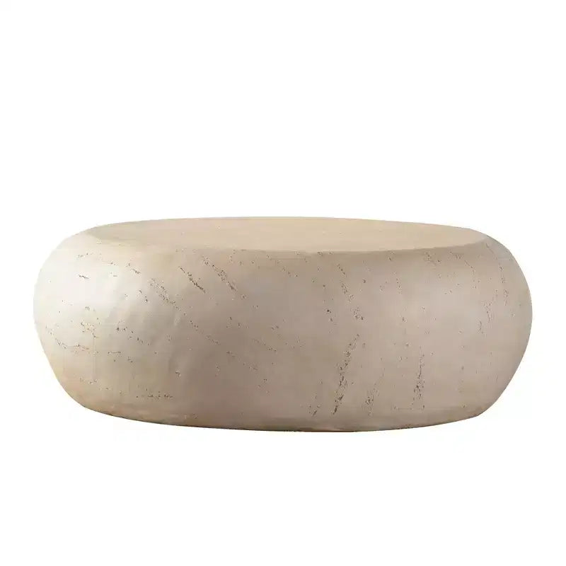 Table basse ronde en oxyde de magnésium avec finition aspect pierre
