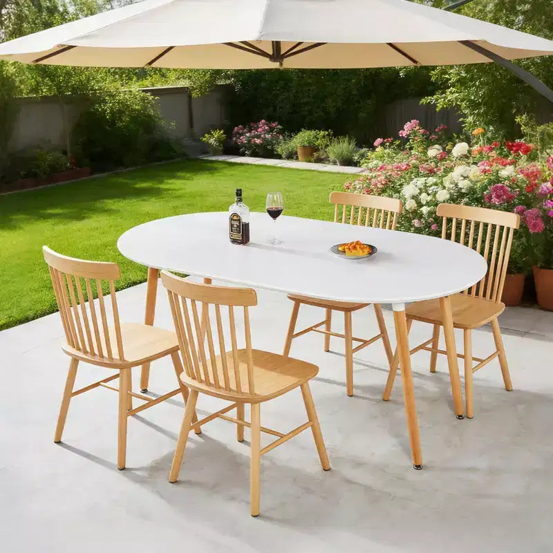 Table à manger extensible avec pieds en bois et plateau en MDF