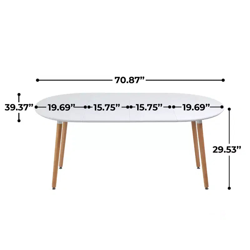 Table à manger extensible avec pieds en bois et plateau en MDF
