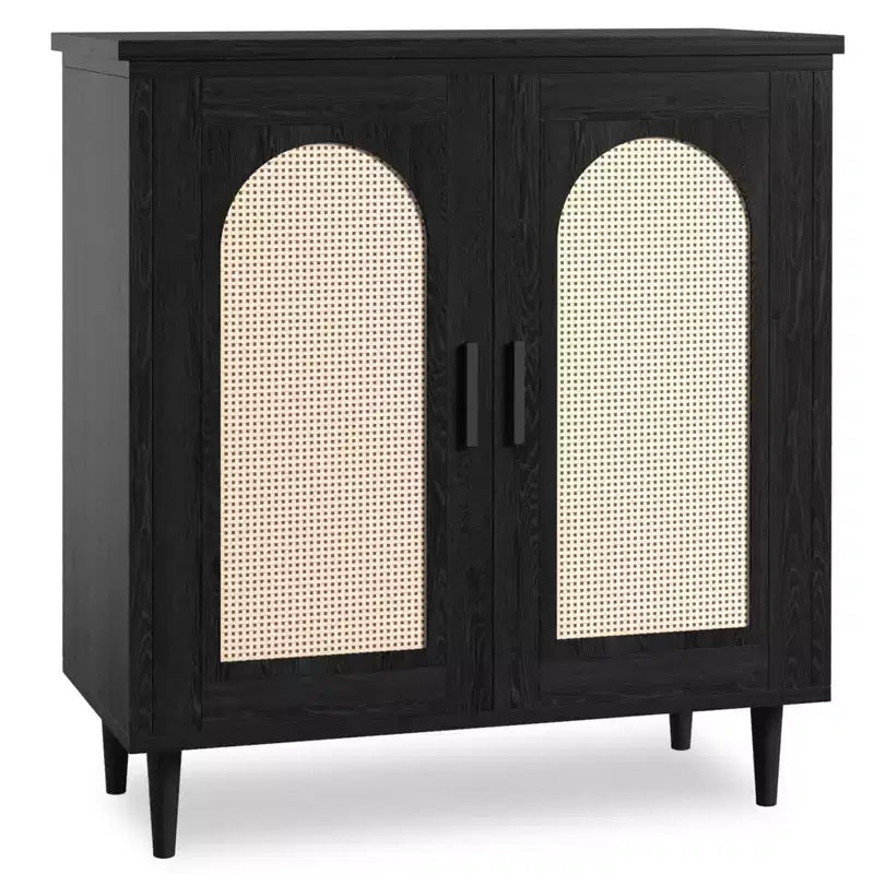 Bahut console, buffet de rangement réglable en rotin