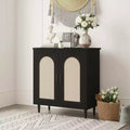 Sideboard Konsolentisch, Rattan-Akzent-Sideboard mit verstellbarem Stauraum