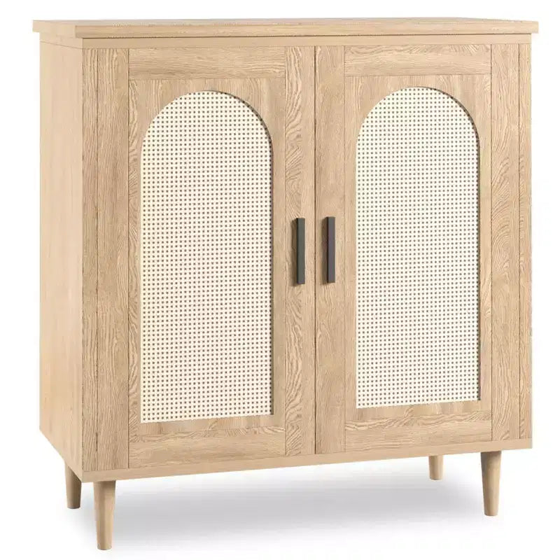 Bahut console, buffet de rangement réglable en rotin