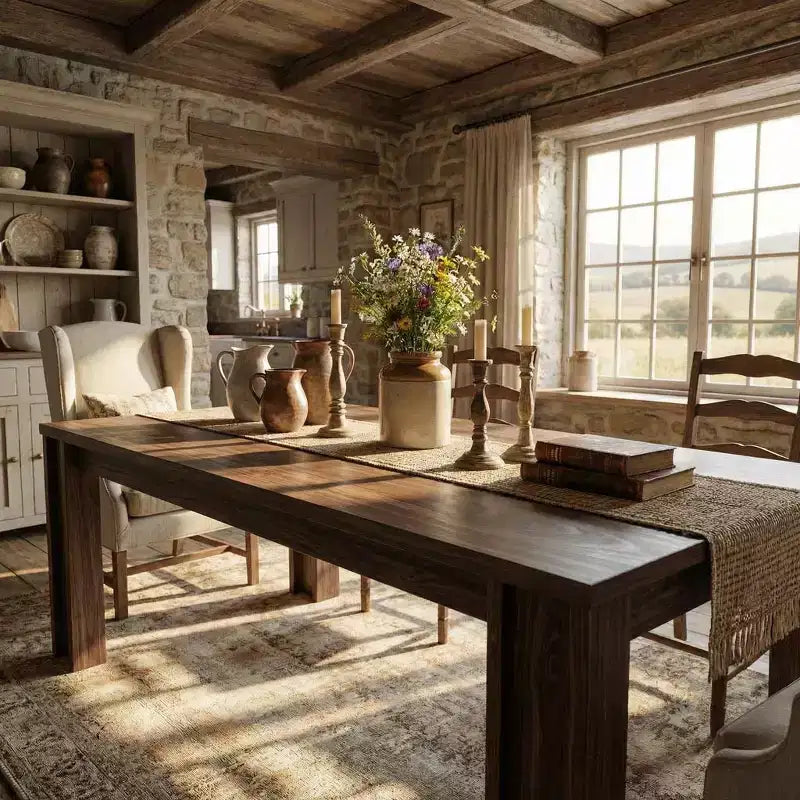 71 Grande table à manger pour 4 à 6 personnes, table de salle à manger de cuisine en bois de style ferme