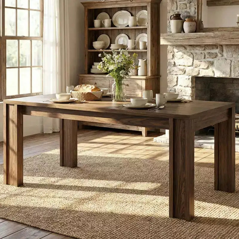 71 Grande table à manger pour 4 à 6 personnes, table de salle à manger de cuisine en bois de style ferme