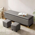 Storage Bench with Two Ottomans and Diamond Weave Patterns