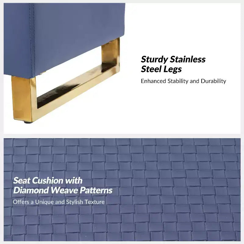Banc de rangement avec deux poufs et motifs tressés en losanges