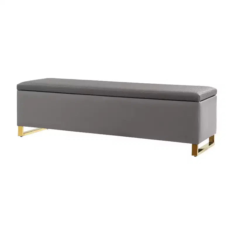 Banc de rangement avec deux poufs et motifs tressés en losanges