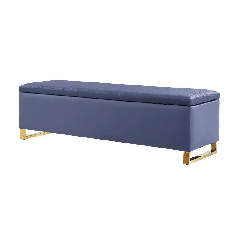 Banc de rangement avec deux poufs et motifs tressés en losanges