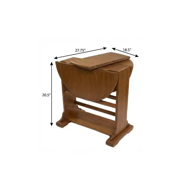 HomeRoots 21 Brown Solid Wood Oval Drop Leaf End Table